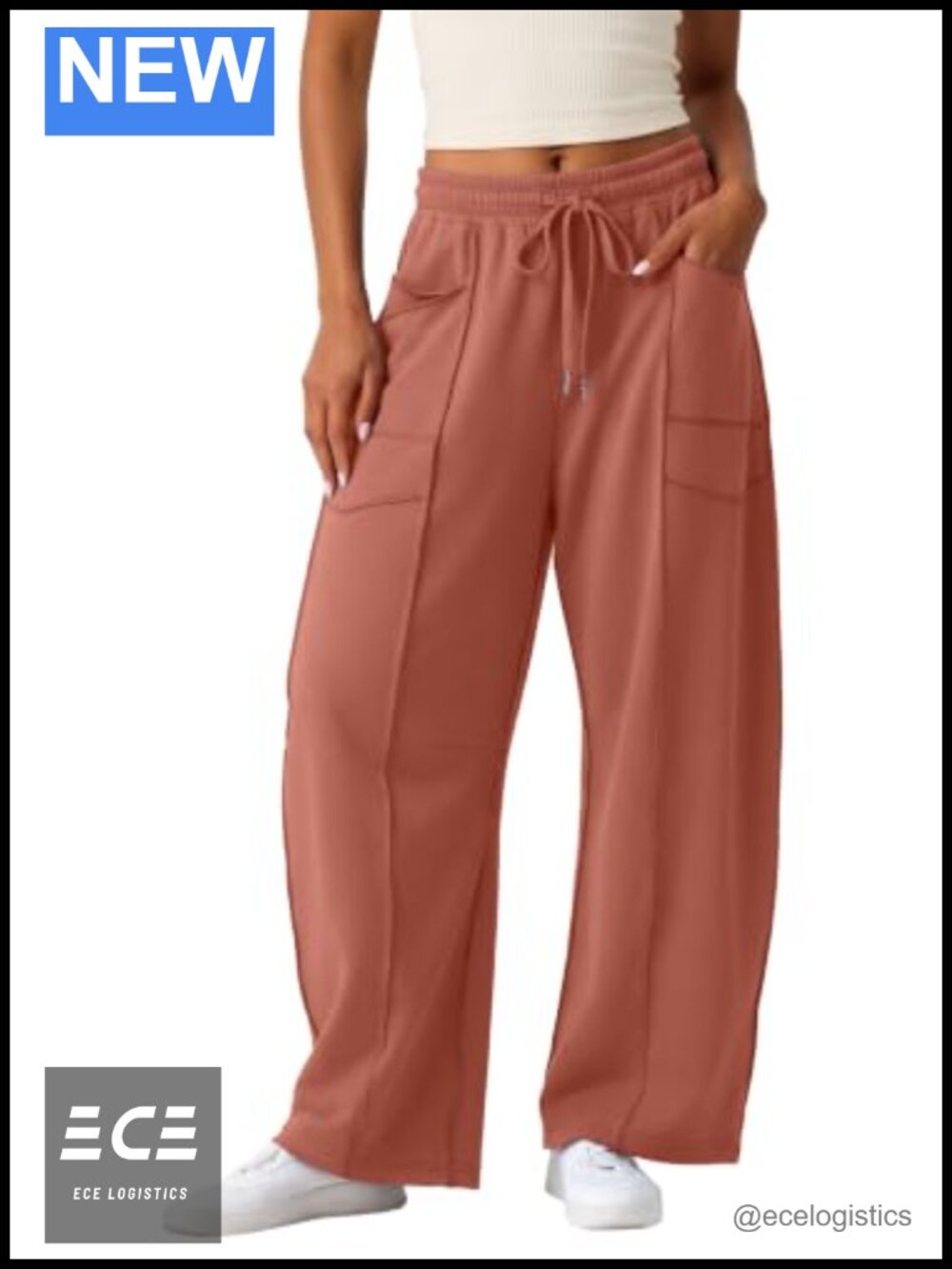 Wide Leg Barrel Sweatpants High Waisted Palazzo Pants Cotton Blend